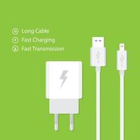 adaptador de cargador de teléfono inteligente de diseño plano vector