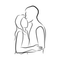 Hugging Lovers in Linear Style vector
