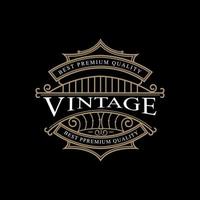 logotipo vintage de lujo elegante floritura línea arte elegante adornos estilo vector plantilla diseño