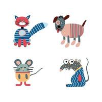 Cartoon Animals with Geometric Patterns vector