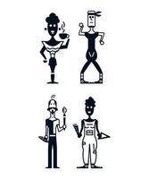 Collection of Monochrome Geometric People vector