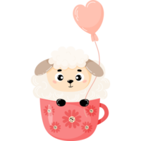 Funny Sheep in cup with balloon png