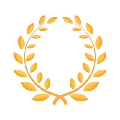 Laurel honor wreath vector in gold.