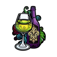 bicchiere con alcool per il mardi gras masquerade etichetta illustrazione png