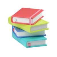 3D render of a stack of brightly colored books with a bookmark. A pile of textbooks, notebooks, books. A symbol of learning, school, business. png