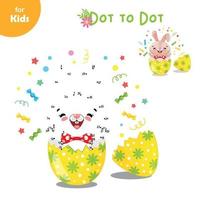 Mini Game For Children. Connect The Dots By Numbers And Draw A Cute Bunny. Teaching, Training Child. Dot To Dot Game. Simple Coloring Book For Kids, School Preparation, Learning, Entertainment, Puzzle vector