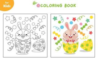 colorear y jugar. el conejito de pascua saltó del huevo. libro para colorear simple para niños, preparación escolar, aprendizaje, entretenimiento. el desarrollo de la motricidad fina. rompecabezas, libro de trabajo, libro de trabajo vector