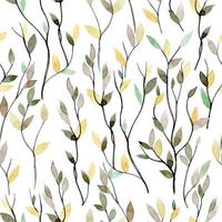 watercolor seamless pattern with autumn leaves. cute simple yellow and brown leaves on a white background vector