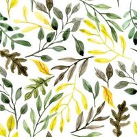 watercolor seamless pattern with autumn leaves. abstract print with yellow and brown tree leaves, forest. vector