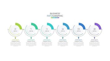 Infographic design template can be used for presentation, banner, graphic, business flow and diagram. Modern flat Timeline template with 6 option, parts, step for process. Abstract template. vector