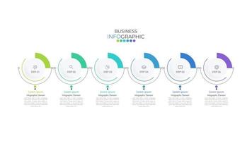 Infographic design template can be used for presentation, banner, graphic, business flow and diagram. Modern flat Timeline template with 6 option, parts, step for process. Abstract template. vector