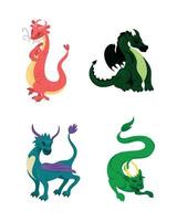 Cartoon Dragons Set vector