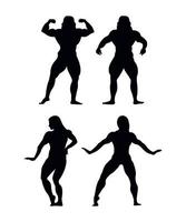 Black Silhouettes of Female Bodybuilders vector