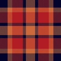 Plaid check pattern in orange and red colors. Seamless fabric texture. Tartan textile print. vector