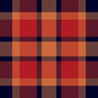 Plaid check pattern in orange and red colors. Seamless fabric texture. Tartan textile print. vector