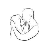 Hugging Lovers in Linear Style vector