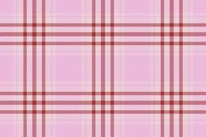 Plaid background, check seamless pattern in pink. Vector fabric texture for textile print, wrapping paper, gift card or wallpaper.