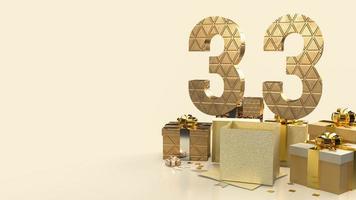 The 3.3 and gold gift box  for marketing  or sale  promotion 3d rendering photo