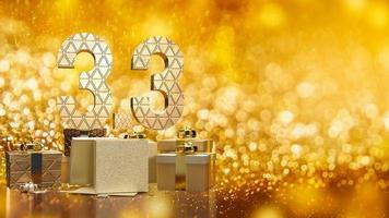 The 3.3 and gold gift box on bokeh  for marketing  or sale  promotion 3d rendering photo