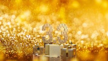 The 3.3 and gold gift box on bokeh  for marketing  or sale  promotion 3d rendering photo