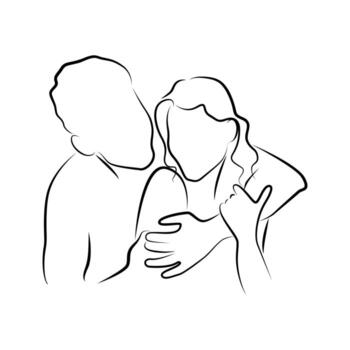 Hugging Lovers in Linear Style vector