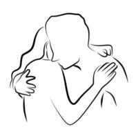 Hugging Lovers in Linear Style vector