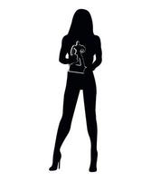 Vector illustration of black Silhouettes of female bodybuilder