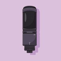 Microphone Vector Icon Illustration with Outline for Design Element, Clip Art, Web, Landing page, Sticker, Banner. Flat Cartoon Style