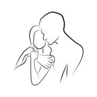 Hugging Lovers in Linear Style vector