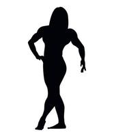 Vector illustration of black Silhouettes of female bodybuilder