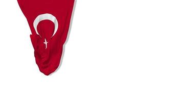 turkiye suspendu drapeau en tissu agitant dans le vent rendu 3d, fête de l'indépendance, fête nationale, clé chroma, sélection luma matte du drapeau video