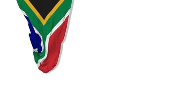 África do Sul pendurando bandeira de tecido acenando ao vento renderização em 3d, dia da independência, dia nacional, chroma key, luma matte seleção de bandeira video