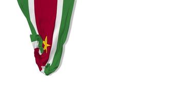 Suriname hangende kleding stof vlag golvend in wind 3d weergave, onafhankelijkheid dag, nationaal dag, chroma sleutel, luma matte selectie van vlag video