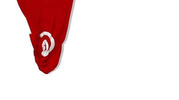 Tunisie drapeau en tissu suspendu agitant dans le vent rendu 3d, fête de l'indépendance, fête nationale, clé chroma, sélection luma matte du drapeau video