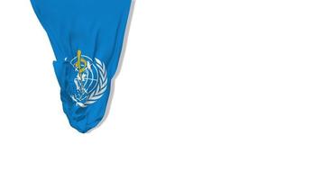 World Health Organization, WHO Hanging Fabric Flag Waving in Wind 3D Rendering, Chroma Key, Luma Matte Selection of Flag