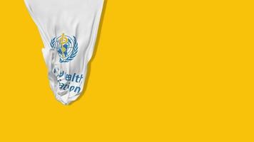 World Health Organization, WHO Hanging Fabric Flag Waving in Wind 3D Rendering, Chroma Key, Luma Matte Selection of Flag video