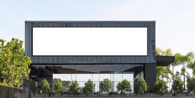 Mock up white background billboard on building .clipping path for Mockup photo