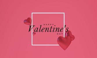 fondo de pantalla en el concepto del mes del amor y el día de san valentín. incluye formas de corazón, globos y nubes para tarjetas de boda o anuncios. sobre un fondo rosa. representación 3d foto