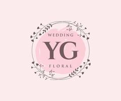 YG Initials letter Wedding monogram logos template, hand drawn modern minimalistic and floral templates for Invitation cards, Save the Date, elegant identity. vector