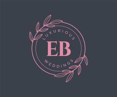 EB Initials letter Wedding monogram logos template, hand drawn modern minimalistic and floral templates for Invitation cards, Save the Date, elegant identity. vector