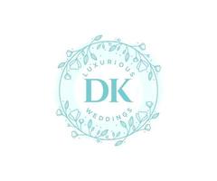 DK Initials letter Wedding monogram logos template, hand drawn modern minimalistic and floral templates for Invitation cards, Save the Date, elegant identity. vector