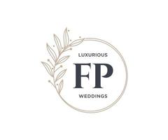 FP Initials letter Wedding monogram logos template, hand drawn modern minimalistic and floral templates for Invitation cards, Save the Date, elegant identity. vector