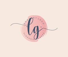 logotipo femenino inicial de lg. utilizable para logotipos de naturaleza, salón, spa, cosmética y belleza. elemento de plantilla de diseño de logotipo de vector plano.