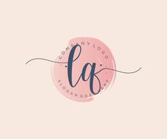 Initial LQ feminine logo. Usable for Nature, Salon, Spa, Cosmetic and Beauty Logos. Flat Vector Logo Design Template Element.