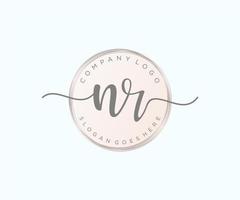 Initial NR feminine logo. Usable for Nature, Salon, Spa, Cosmetic and Beauty Logos. Flat Vector Logo Design Template Element.