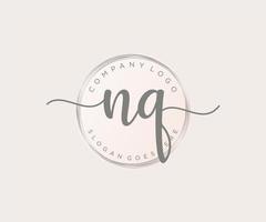 logotipo femenino inicial nq. utilizable para logotipos de naturaleza, salón, spa, cosmética y belleza. elemento de plantilla de diseño de logotipo de vector plano.
