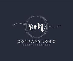 Initial OM feminine logo. Usable for Nature, Salon, Spa, Cosmetic and Beauty Logos. Flat Vector Logo Design Template Element.