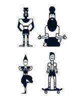 Collection of Monochrome Geometric People vector