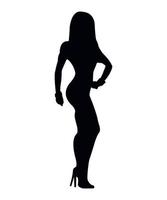 Vector illustration of black Silhouettes of female bodybuilder