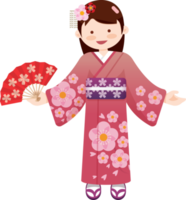 flicka i japan nationell kostym png